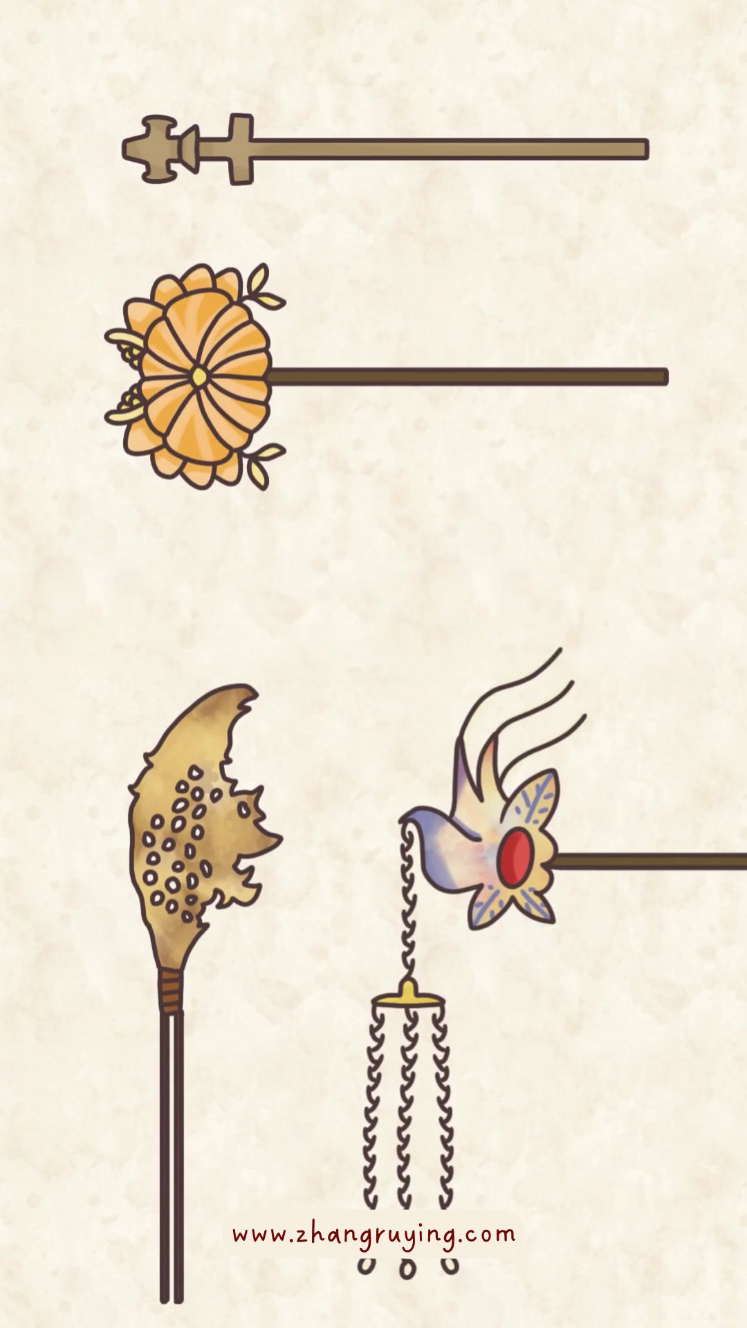 Zhang Ruying - Chinese Hairpin: Ji 笄, Zan 簪, Chai 钗, Buyao 步摇 - 1