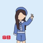 Zhang Ruying - Cute Girl With Peace Sign Cartoon Illustration - 1